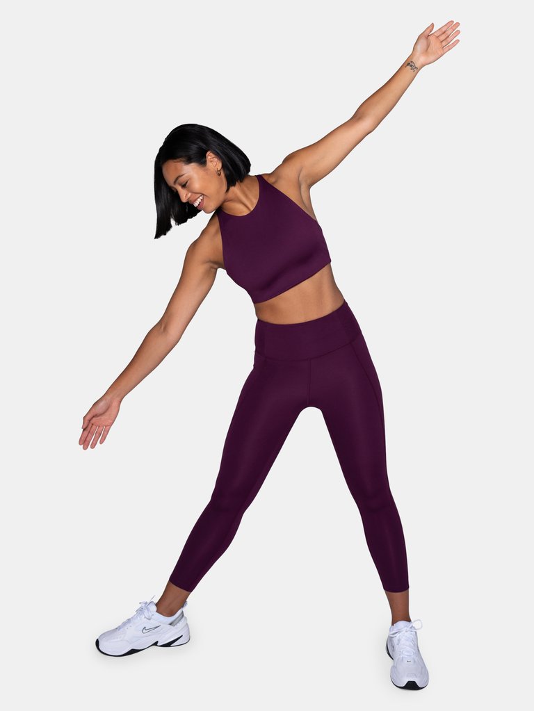 Compressive High Rise Full Length Leggings - Plum