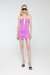 Deep V Neck Lycra Mini Dress - Lilac Pink