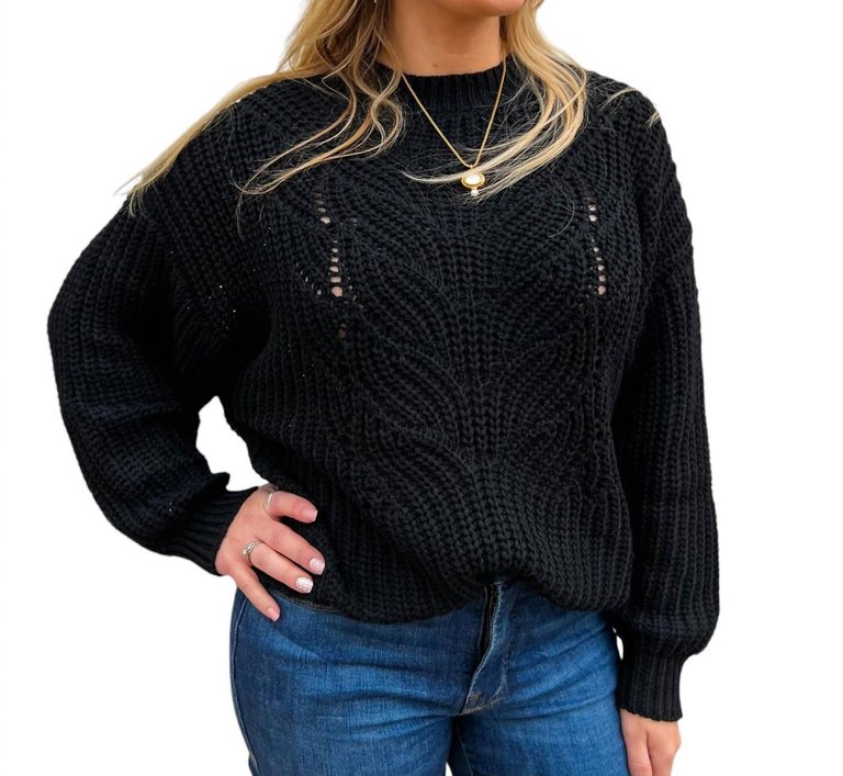 Open Cable Knit Sweater - Black