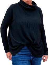 Turtleneck Knit Top - Black