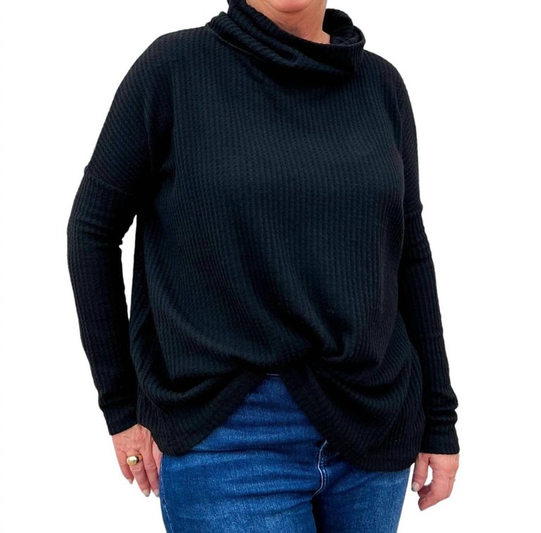 Turtleneck Knit Top - Black