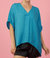 V-Neck High-Low Top In Blue - Blue