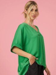 V-Neck High-Low Top In Kelly Green
