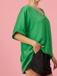 V-Neck High-Low Top In Kelly Green