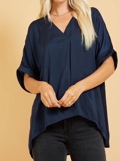 GLAM V-Neck High-Low Top In Navy product