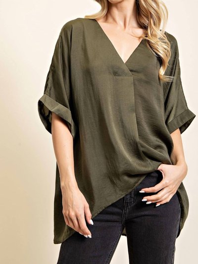 GLAM V-Neck High-Low Top In Olive product