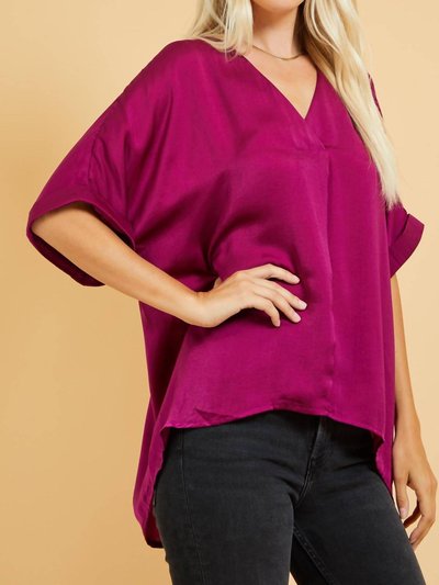 GLAM V-Neck High-Low Top In Wine product