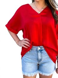 V-Neck Top - Red