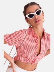 Back Cut Out Short Sleeve Crop Shirt