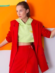 Double Breast Long Blazer Jacket - Red