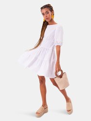Double Layer Mini Dress - WHITE