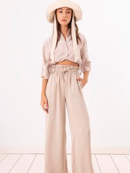 Elastic Waist Band Baggy Pants - Mink