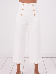 High Waist Cullote Pants with Button