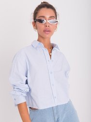 Long Sleeve Crop Shirt - Blue