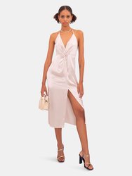 Open Back Halter Neck Midi Dress