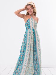 Open Back Midi Dress - Turquoise