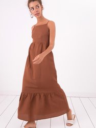 Open Back Strapped Maxi Dress - BROWN