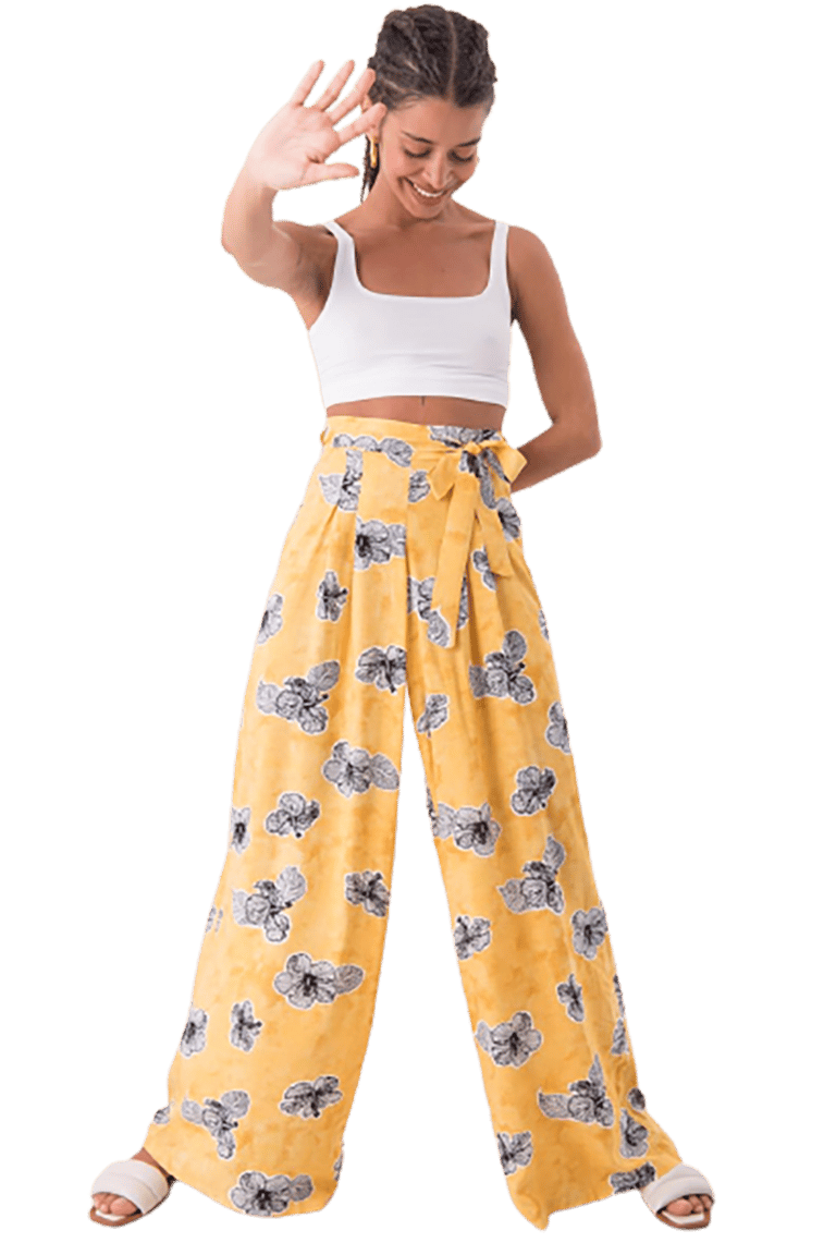 Printed Palazzo Pants - YELLOW