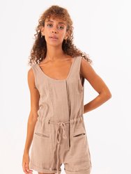 Square Neck Sleeveless Romper with Pocket