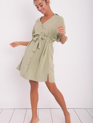 V-neck Belted Mini Dress - MINT