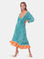 V Neck Midi Dress - TURQUOISE