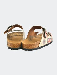 Cream & Red Italy Two-Strap Buckle Sandal CAL202