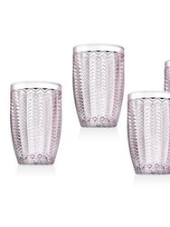  44665 Twill Pink Set Of 4 Crystal Highballs Glasses Cup Round - 15 oz