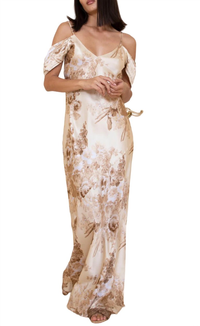 Capri Noa Long Dress In Raffia Floral - Raffia Floral