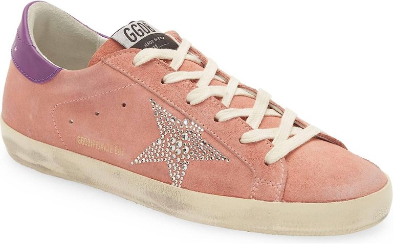 Super Star Lace Up Suede Leather Sneakers - Pink
