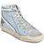 Women's Leather Slide High Top Sneakers - Light Blue