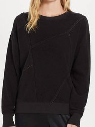 Gold Stitch Patchwork Sweatshirt - Black