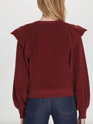 Ruffle Shoulder Sweatshirt