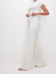 Ribbed Terry Flared Pants In Cloud White