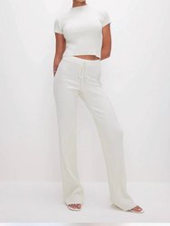Ribbed Terry Flared Pants In Cloud White - Cloud White