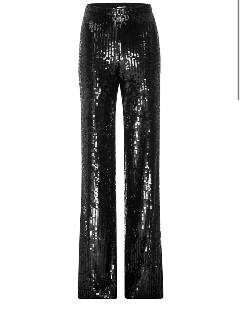 Sequin Wide Leg Pants In Black - Black