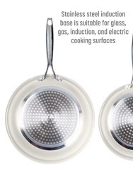 Goodful Ceramic Nonstick Frying Pan Set - 2 Piece with 8 Inch and 9.5 Inch Skillets, Cream
