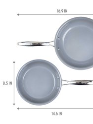Goodful Ceramic Nonstick Frying Pan Set - 2 Piece with 8 Inch and 9.5 Inch Skillets, Gray