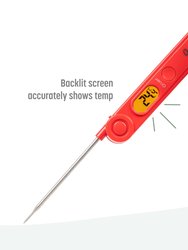 Goodful Digital Instant Read Handheld Thermometer, Accurate Read, Folding Probe and Magnet Back, Fahrenheit or Celsius, One AAA Battery Included, Red