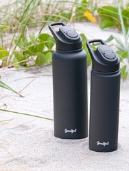 Goodful Double Wall Vacuum Sealed, Insulated Water Bottle with Two Interchangeable Lids,  40 Oz, Charcoal Gray - Charcoal Gray