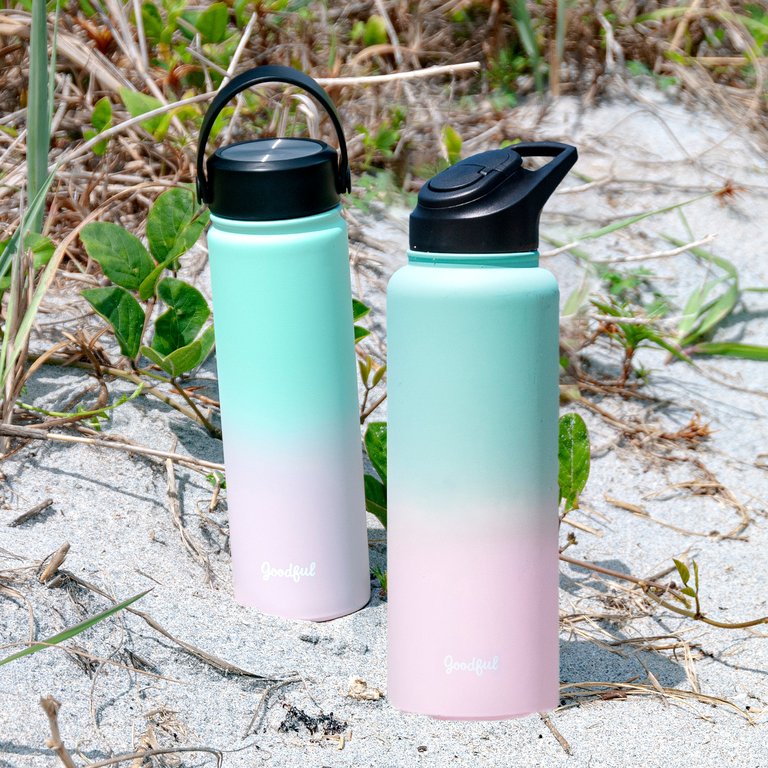 Goodful Double Wall Vacuum Sealed, Insulated Water Bottle with Two  Interchangeable Lids, Sipping or Chugging Lids, Leak-Proof, Wide Mouth for  Drinking