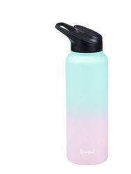 Goodful Double Wall Vacuum Sealed, Insulated Water Bottle with Two Interchangeable Lids,  40 Oz, Ombre Pink/Blue