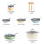 Goodful Nonstick Ceramic Cookware Set with Titanium-Reinforced Premium Non-Stick Coating, Set of 3 Bamboo Cooking Utensils, 12-Piece, Multicolor