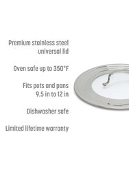 Goodful Universal Lid Graduated Rim Fits 9.5"-12" Cookware, Replacement Top, Stainless Steel and Glass