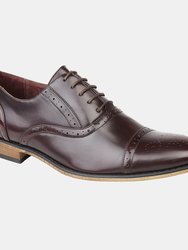 Boys Capped Lace Oxford Brogue Shoes - Oxblood - Oxblood