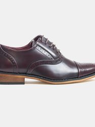 Boys Capped Lace Oxford Brogue Shoes - Oxblood