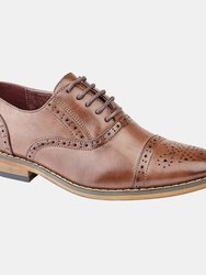 Goor Childrens Boys Capped Lace Oxford Brogue Shoes (Mid Brown) (3 US) - Mid Brown