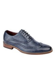 Goor Mens 5 Eye Wing Capped Oxford Brogues - Aegean Blue