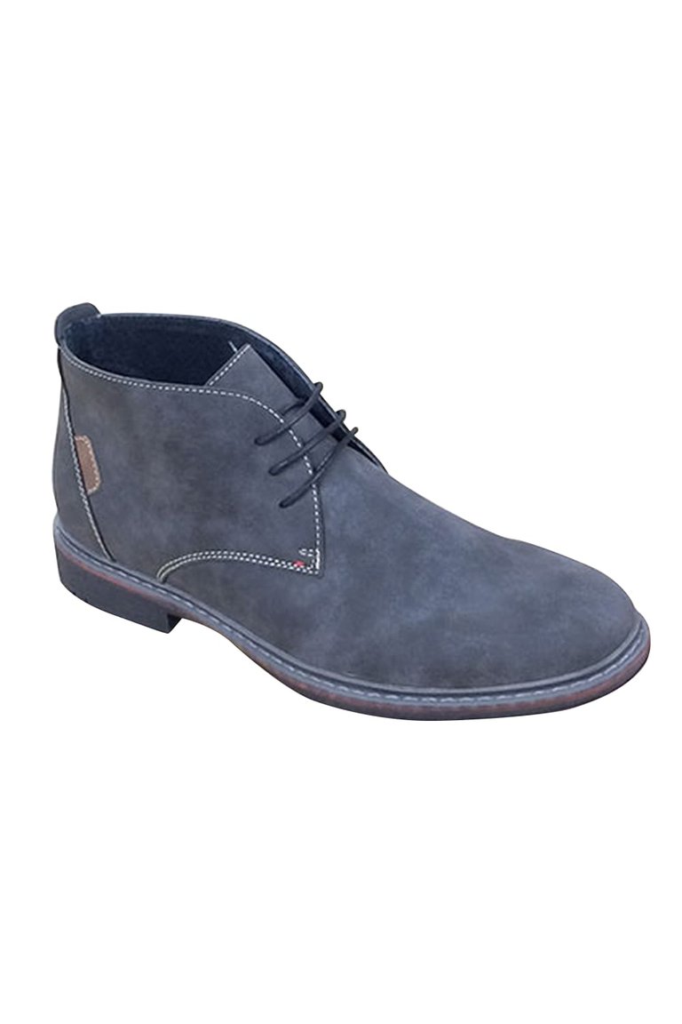 Mens 3 Eye Synthetic Nubuck Desert Boots - Navy - Navy