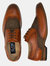 Mens 4 Eye Leather Lined Brogue Gibson Shoe - Tan