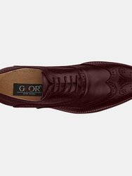 Mens 5 Eye Wing Capped Oxford Brogues Shoes - Oxblood